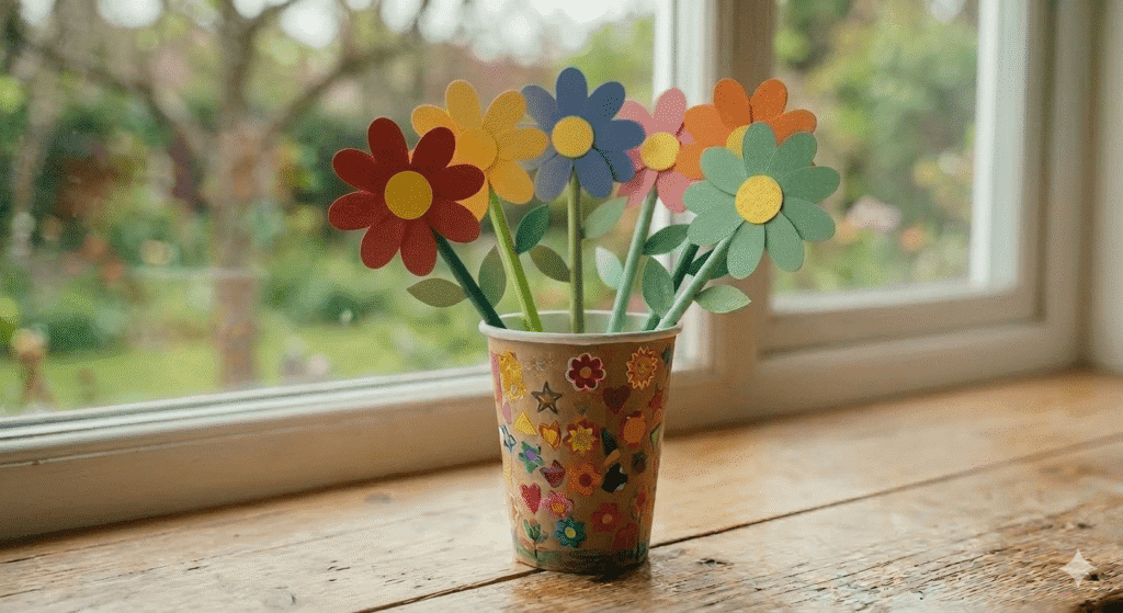 Moederdagboeket knutselen: papieren bloemen - Moederdag cadeau inspiratie
