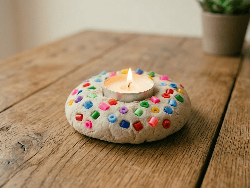 Waxinelichtjes houder van klei als Moederdag cadeau