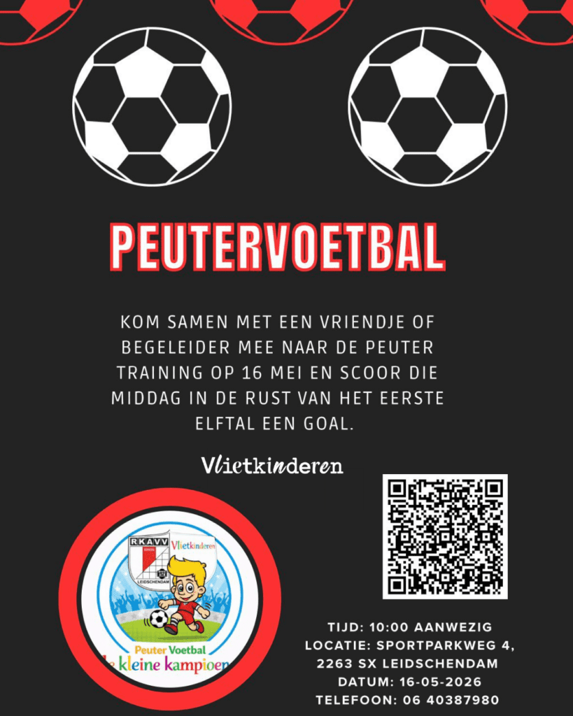 Vlietkinderen en RKAVV - Peutervoetbal flyer